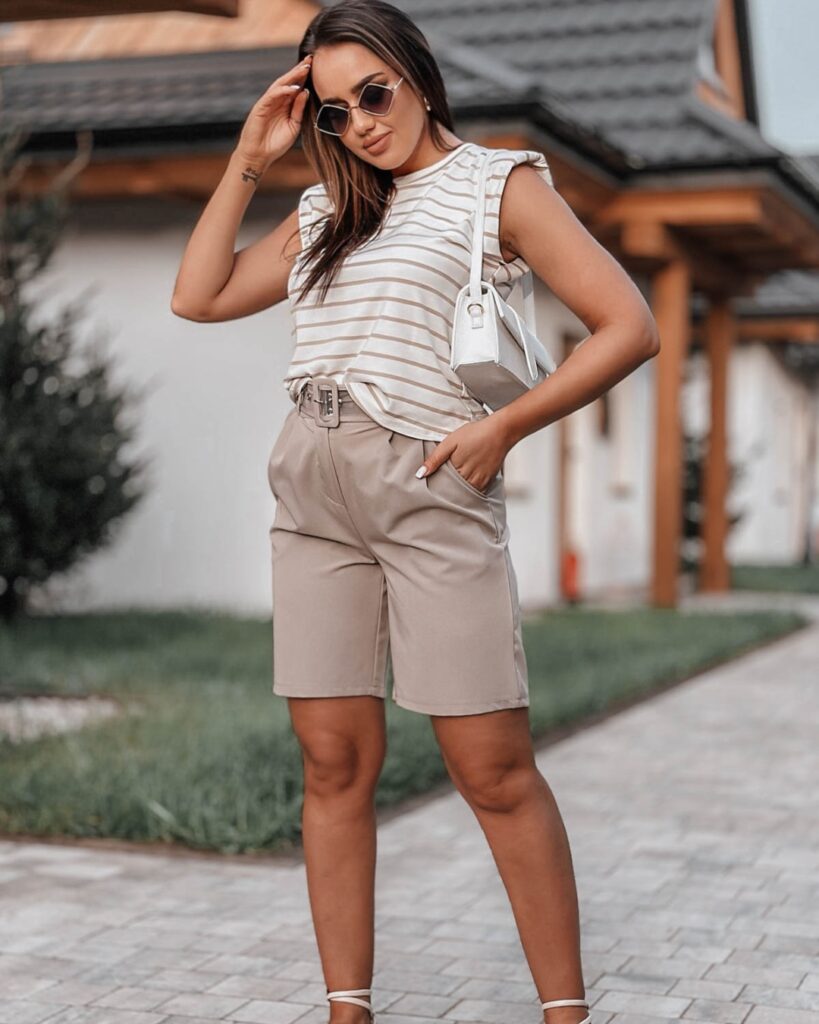 Spodenki damskie bermudy z paskiem Dainty